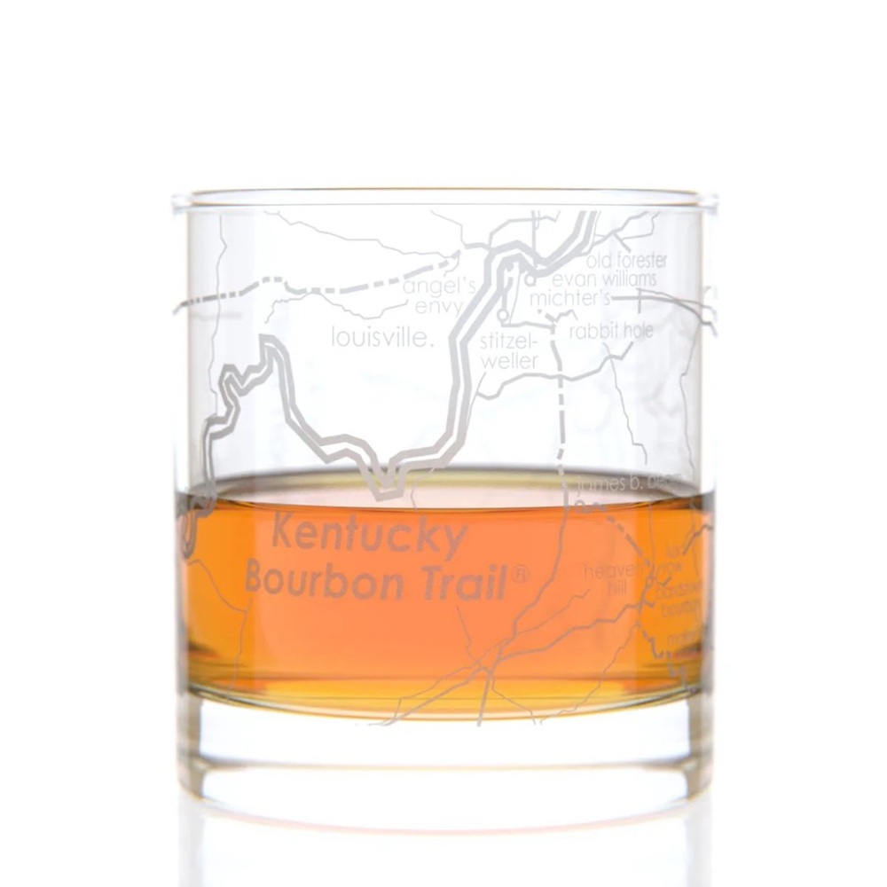 Well Told Kentucky Bourbon Trail Map Rocks Glass